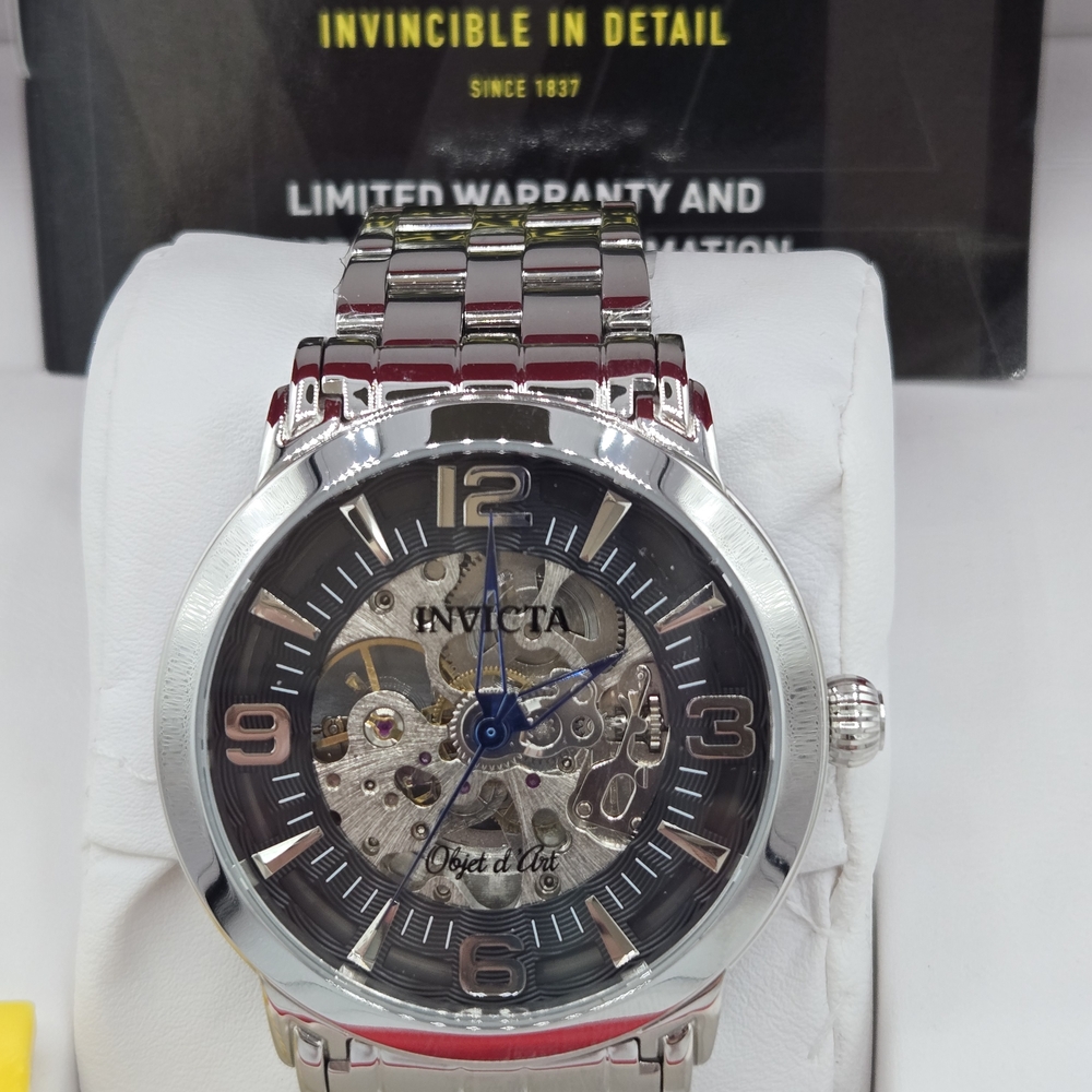 Invicta Silver Men's Watch with Blue Accents